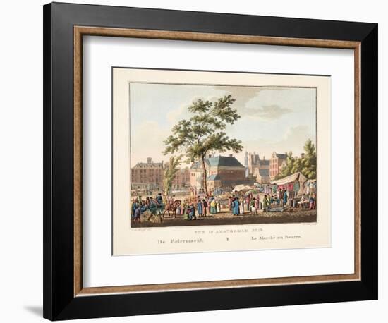 Vue D'Amsterdam No.15. De Botermarkt. Le Marché Au Beurre, 1825-Cornelis de Kruyff-Framed Premium Giclee Print