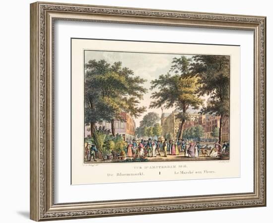 Vue D'Amsterdam No.16. De Bloemmarkt. Le Marché Aux Fleurs, 1825-Cornelis de Kruyff-Framed Giclee Print