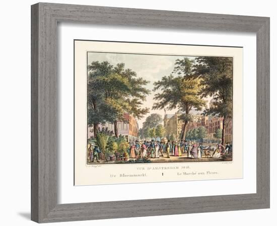 Vue D'Amsterdam No.16. De Bloemmarkt. Le Marché Aux Fleurs, 1825-Cornelis de Kruyff-Framed Giclee Print