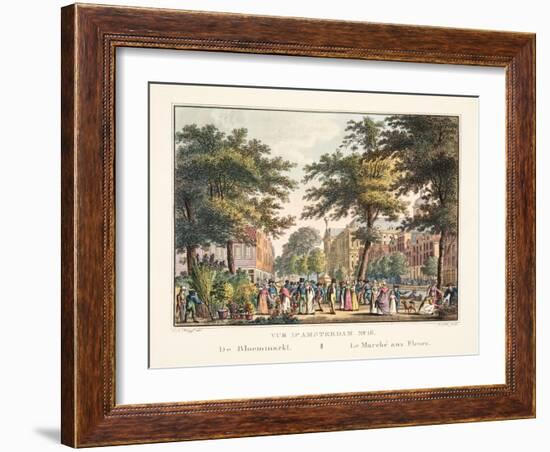 Vue D'Amsterdam No.16. De Bloemmarkt. Le Marché Aux Fleurs, 1825-Cornelis de Kruyff-Framed Giclee Print