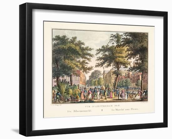 Vue D'Amsterdam No.16. De Bloemmarkt. Le Marché Aux Fleurs, 1825-Cornelis de Kruyff-Framed Giclee Print