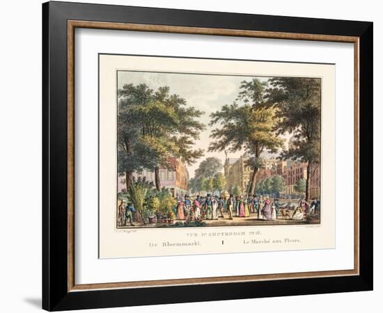 Vue D'Amsterdam No.16. De Bloemmarkt. Le Marché Aux Fleurs, 1825-Cornelis de Kruyff-Framed Giclee Print