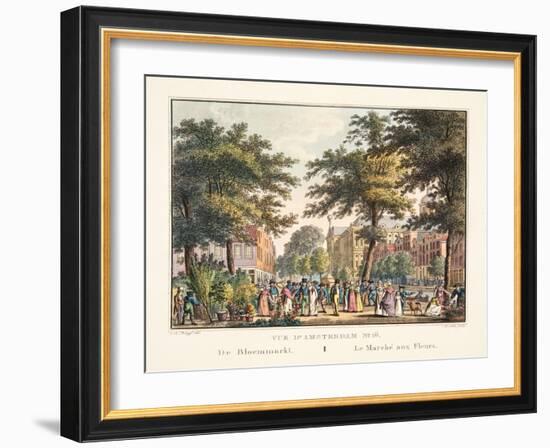 Vue D'Amsterdam No.16. De Bloemmarkt. Le Marché Aux Fleurs, 1825-Cornelis de Kruyff-Framed Giclee Print