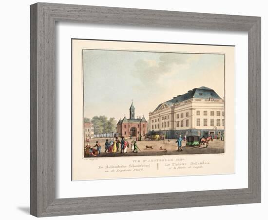 Vue D'Amsterdam No.20. De Hollandsche Schouwburg En De Leydsche Poort. Le Théatre Hollandais Et La-Cornelis de Kruyff-Framed Giclee Print