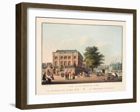 Vue D'Amsterdam No.26. De Portugeesche Jooden Kerk. La Sijnagogue Portugaise, 1825-Cornelis de Kruyff-Framed Giclee Print