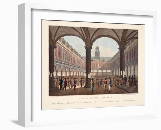 Vue D'Amsterdam No.33. De Groote Beurs Van Binnen. La Grande Bourse Á L'Intérieur, 1825-Hendrik Gerrit ten Cate-Framed Giclee Print
