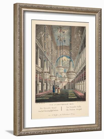 Vue D'Amsterdam No.37. De Groote Zaal Van Het Koninglijk Paleis. La Grande Salle Du Palais Roijal-Hendrik Gerrit ten Cate-Framed Giclee Print