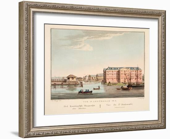Vue D'Amsterdam No.5. Het Koninglijk Magazijn Der Marine. Vue De L'Amirautè, 1825-Cornelis de Kruyff-Framed Giclee Print