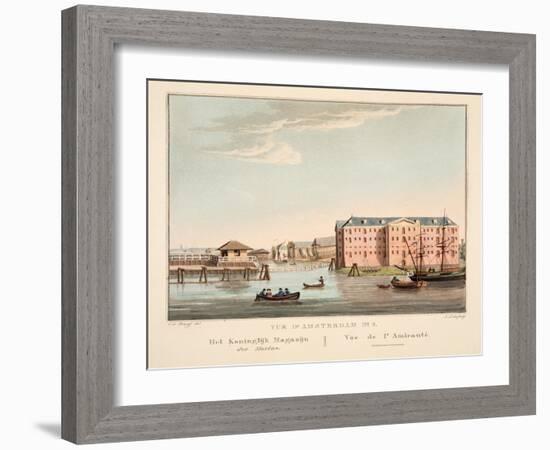 Vue D'Amsterdam No.5. Het Koninglijk Magazijn Der Marine. Vue De L'Amirautè, 1825-Cornelis de Kruyff-Framed Giclee Print