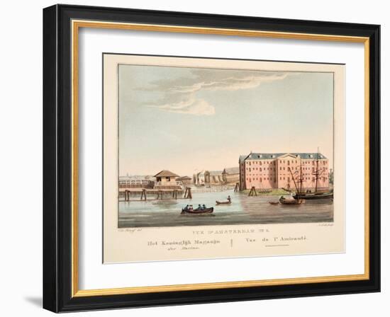 Vue D'Amsterdam No.5. Het Koninglijk Magazijn Der Marine. Vue De L'Amirautè, 1825-Cornelis de Kruyff-Framed Giclee Print