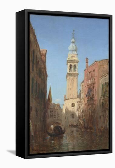 Vue d'un canal à Venise-Félix Ziem-Framed Premier Image Canvas