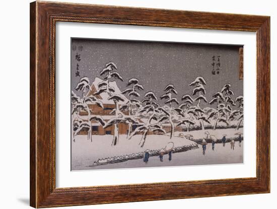 Vue d'un temple sous la neige-Ando Hiroshige-Framed Giclee Print