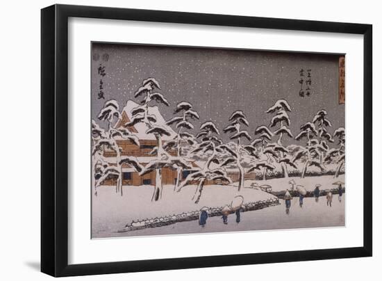 Vue d'un temple sous la neige-Ando Hiroshige-Framed Giclee Print