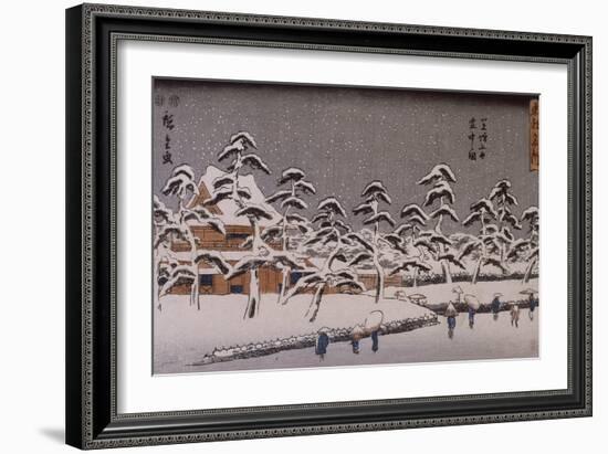 Vue d'un temple sous la neige-Ando Hiroshige-Framed Giclee Print