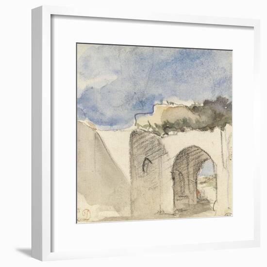 Vue d'une porte de ville arabe-Eugene Delacroix-Framed Giclee Print