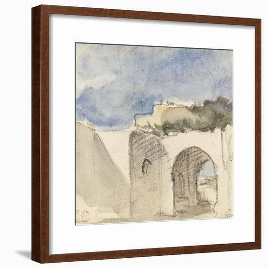 Vue d'une porte de ville arabe-Eugene Delacroix-Framed Giclee Print