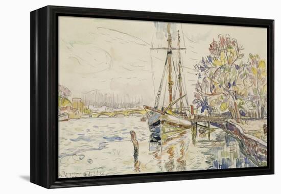Vue de Bayonne, l'Adour avec un voilier, 9 avril 1924-Paul Signac-Framed Premier Image Canvas