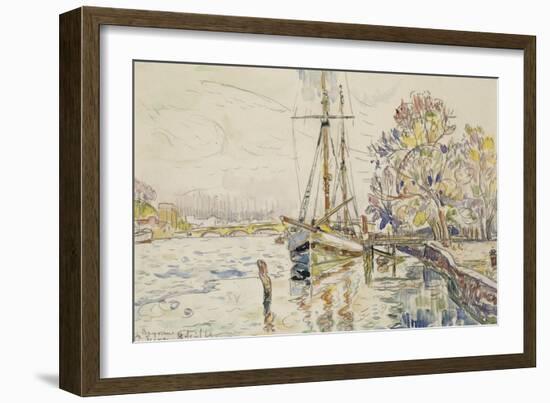 Vue de Bayonne, l'Adour avec un voilier, 9 avril 1924-Paul Signac-Framed Giclee Print