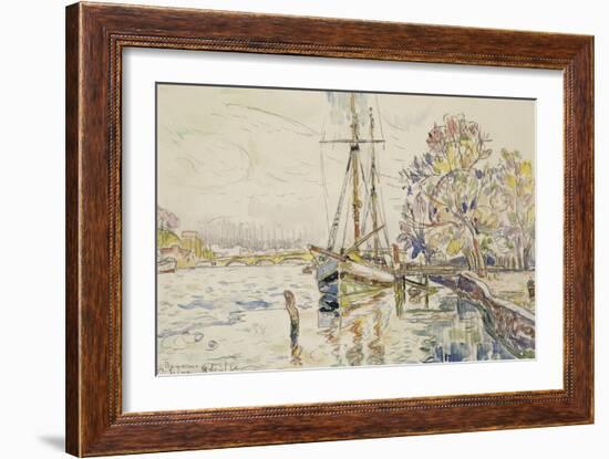 Vue de Bayonne, l'Adour avec un voilier, 9 avril 1924-Paul Signac-Framed Giclee Print