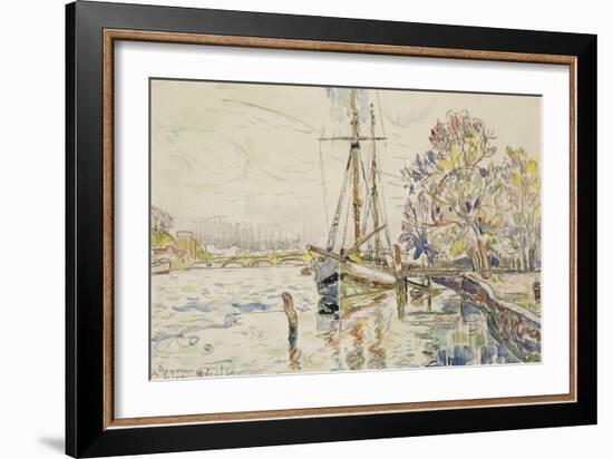 Vue de Bayonne, l'Adour avec un voilier, 9 avril 1924-Paul Signac-Framed Giclee Print