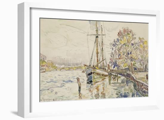 Vue de Bayonne, l'Adour avec un voilier, 9 avril 1924-Paul Signac-Framed Giclee Print