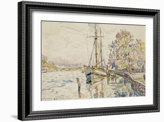 Vue de Bayonne, l'Adour avec un voilier, 9 avril 1924-Paul Signac-Framed Giclee Print