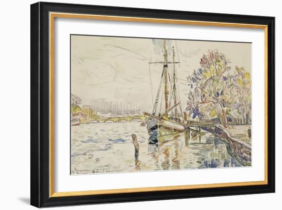 Vue de Bayonne, l'Adour avec un voilier, 9 avril 1924-Paul Signac-Framed Giclee Print