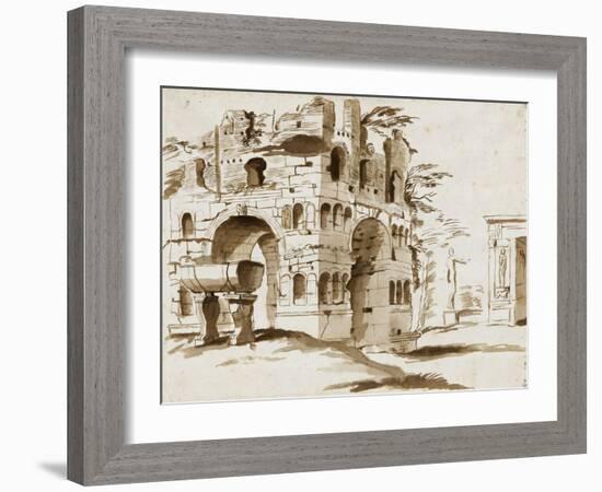 Vue de l'arc de Janus quadrifons à Rome-Nicolas Poussin-Framed Giclee Print