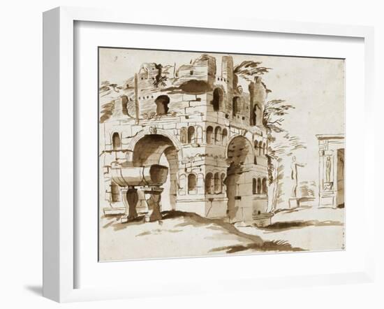 Vue de l'arc de Janus quadrifons à Rome-Nicolas Poussin-Framed Giclee Print