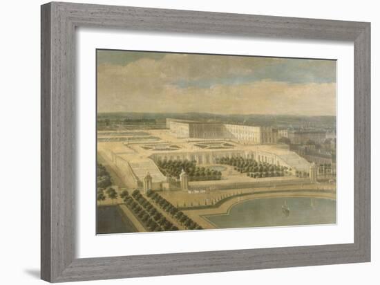 Vue de l'Orangerie, des parterres et du château de Versailles prises des hauteurs de Satory-Etienne Allegrain-Framed Giclee Print