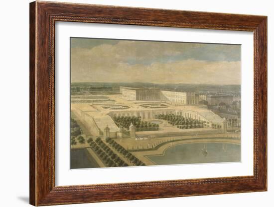 Vue de l'Orangerie, des parterres et du château de Versailles prises des hauteurs de Satory-Etienne Allegrain-Framed Giclee Print