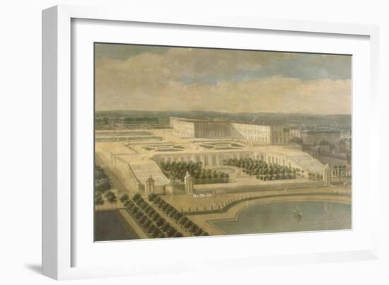 Vue de l'Orangerie, des parterres et du château de Versailles prises des hauteurs de Satory-Etienne Allegrain-Framed Giclee Print