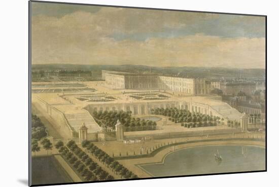 Vue de l'Orangerie, des parterres et du château de Versailles prises des hauteurs de Satory-Etienne Allegrain-Mounted Giclee Print