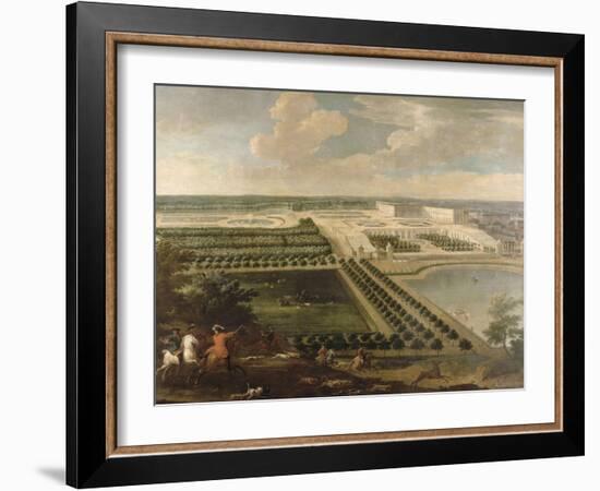 Vue de l'Orangerie, des parterres et du château de Versailles prises des hauteurs de Satory-Etienne Allegrain-Framed Giclee Print