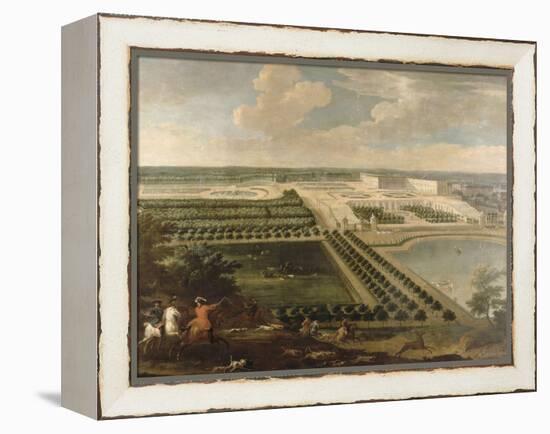 Vue de l'Orangerie, des parterres et du château de Versailles prises des hauteurs de Satory-Etienne Allegrain-Framed Premier Image Canvas