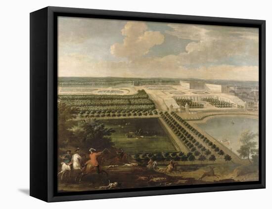 Vue de l'Orangerie, des parterres et du château de Versailles prises des hauteurs de Satory-Etienne Allegrain-Framed Premier Image Canvas