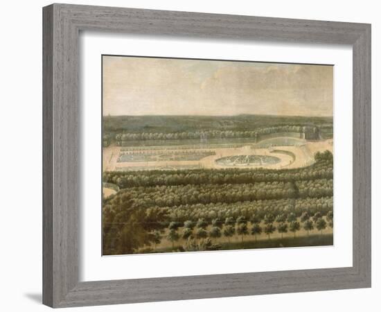 Vue de l'Orangerie, des parterres et du château de Versailles prises des hauteurs de Satory-Etienne Allegrain-Framed Giclee Print