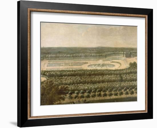 Vue de l'Orangerie, des parterres et du château de Versailles prises des hauteurs de Satory-Etienne Allegrain-Framed Giclee Print