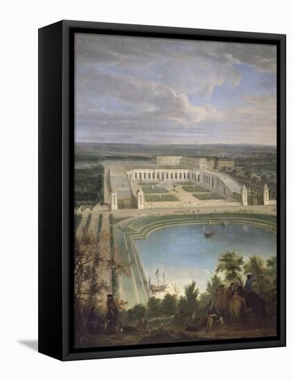 Vue de l'Orangerie et du château de Versailles depuis les hauteurs de Satory, au premier plan, la-Jean-Baptiste Martin-Framed Premier Image Canvas