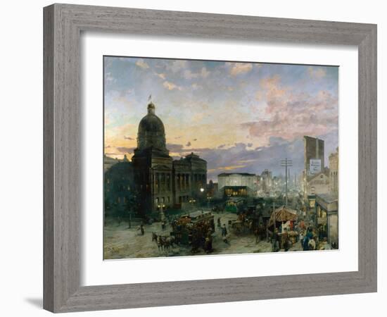 Vue De La Rue Washington a Indianapolis Au Crepuscule  Peinture De Theodor Groll (1857-1913) 1892--Theodor Groll-Framed Giclee Print