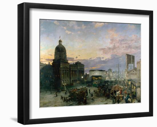 Vue De La Rue Washington a Indianapolis Au Crepuscule  Peinture De Theodor Groll (1857-1913) 1892--Theodor Groll-Framed Giclee Print