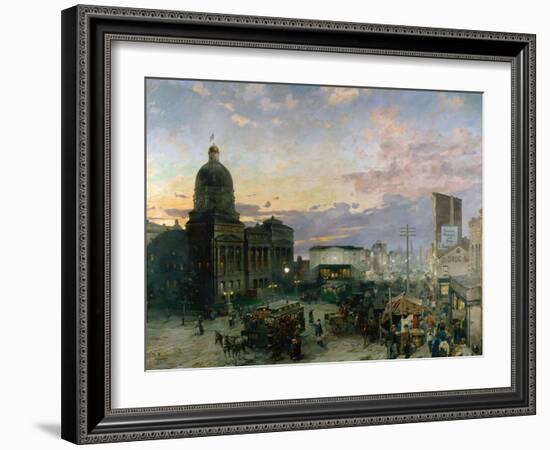 Vue De La Rue Washington a Indianapolis Au Crepuscule  Peinture De Theodor Groll (1857-1913) 1892--Theodor Groll-Framed Giclee Print