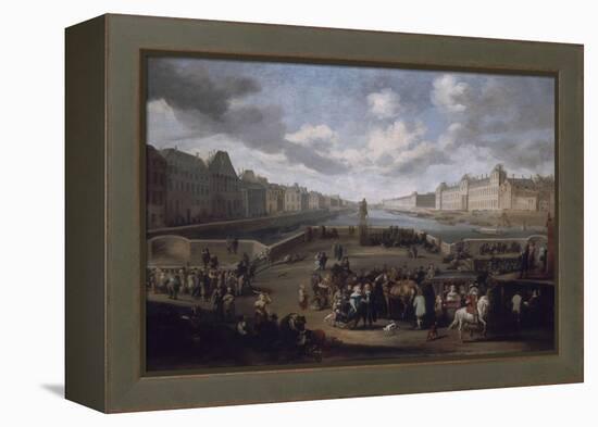 Vue de Paris avec le Louvre, prise du pont Henri IV-Hendrick Mommers-Framed Premier Image Canvas