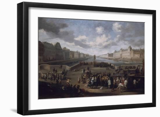 Vue de Paris avec le Louvre, prise du pont Henri IV-Hendrick Mommers-Framed Giclee Print