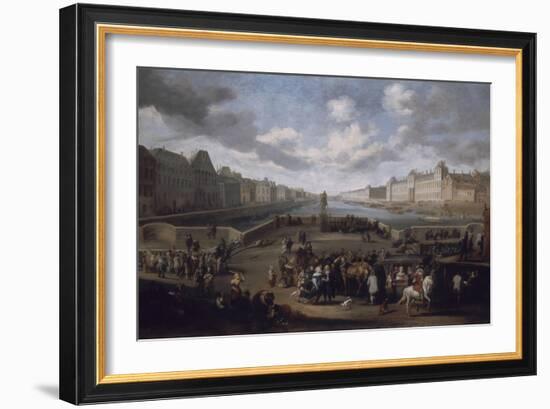 Vue de Paris avec le Louvre, prise du pont Henri IV-Hendrick Mommers-Framed Giclee Print