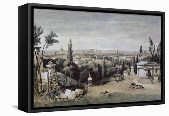 Vue de Paris prise du cimetière de Père Lachaise-null-Framed Premier Image Canvas