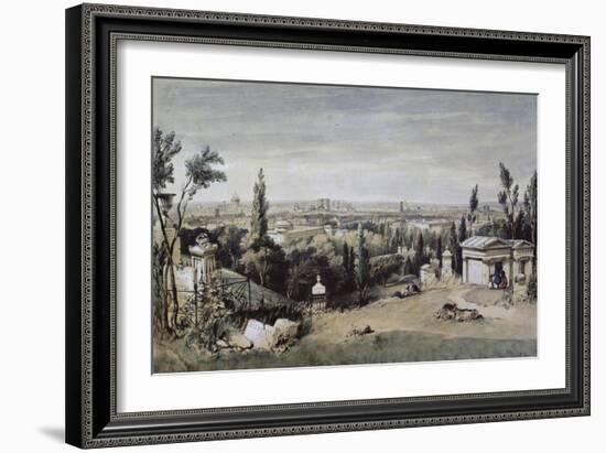 Vue de Paris prise du cimetière de Père Lachaise-null-Framed Giclee Print