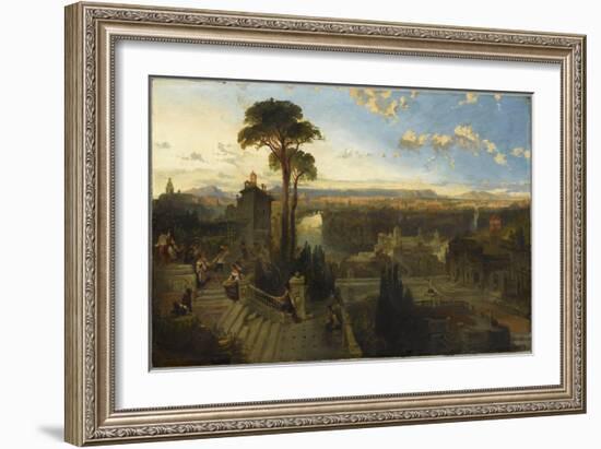 Vue de Rome au crépuscule prise du couvent San Onofrio sur le mont Janicule-David Roberts-Framed Giclee Print