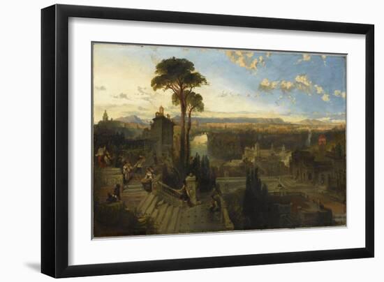 Vue de Rome au crépuscule prise du couvent San Onofrio sur le mont Janicule-David Roberts-Framed Giclee Print