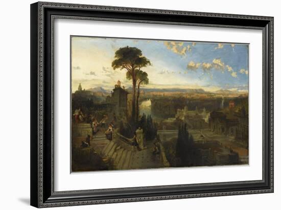 Vue de Rome au crépuscule prise du couvent San Onofrio sur le mont Janicule-David Roberts-Framed Giclee Print